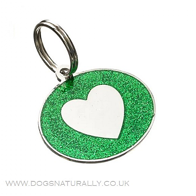 Green Heart Dog Tag (Oval) Glitter